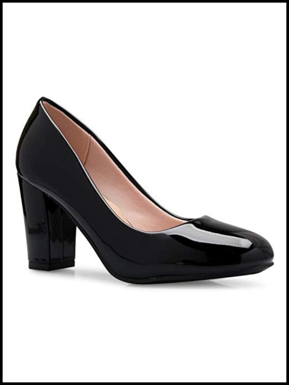 Classic Round-Toe Platform Pumps High Block Heel Comfortable Cushioned